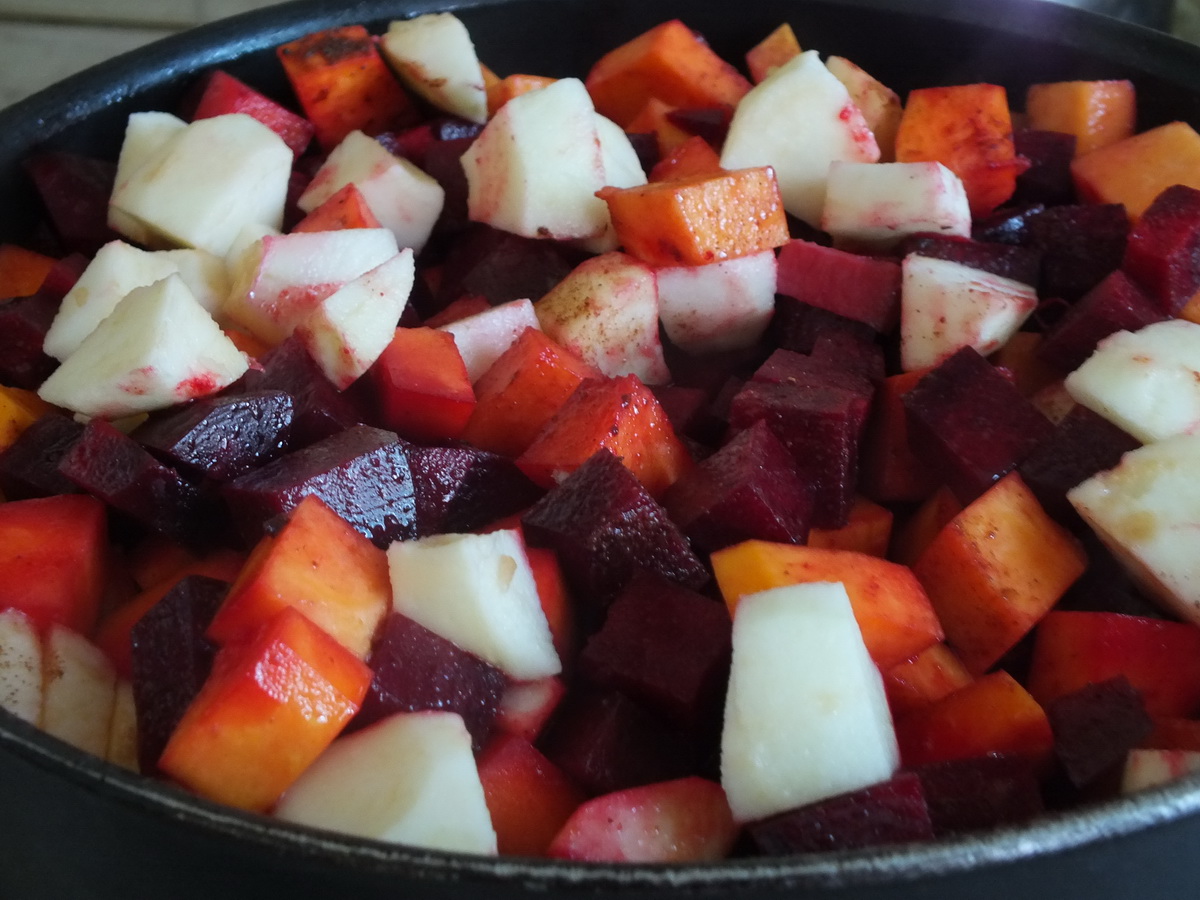 Cékla+sütőtök+alma köret